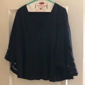 Black X-L  Bell sleeves blouse